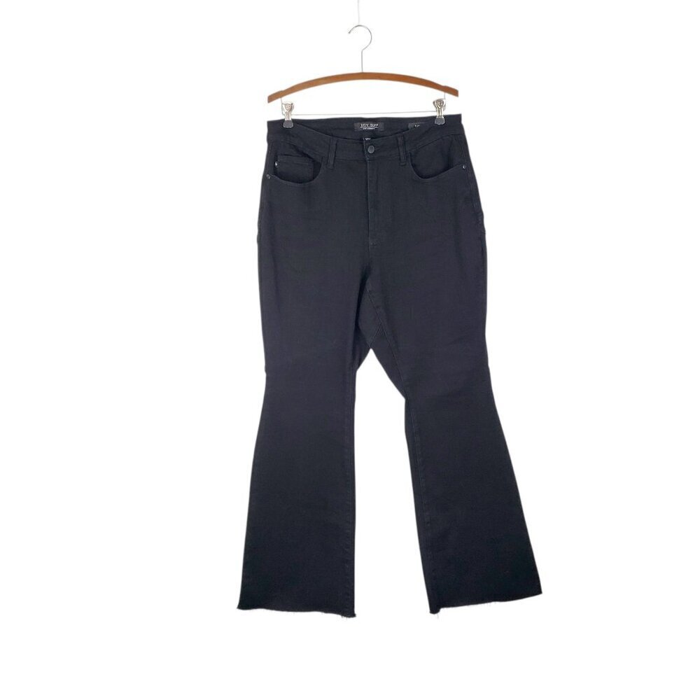 Judy Blue High Waist Star Back Seam Black Flare Denim Jeans 88958 Womens 14W